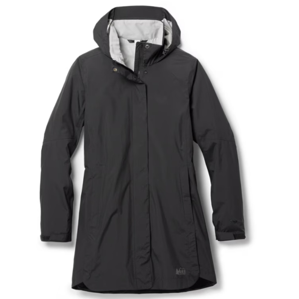 REI Co-op Rainier Long Line Rain Jacket - Women's Medium Black